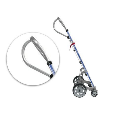 Rotacaster Single Gas Cylinder Rotatruck Hand Trolley, 225kgs - Tall - trolley side view with handle close-up inset
