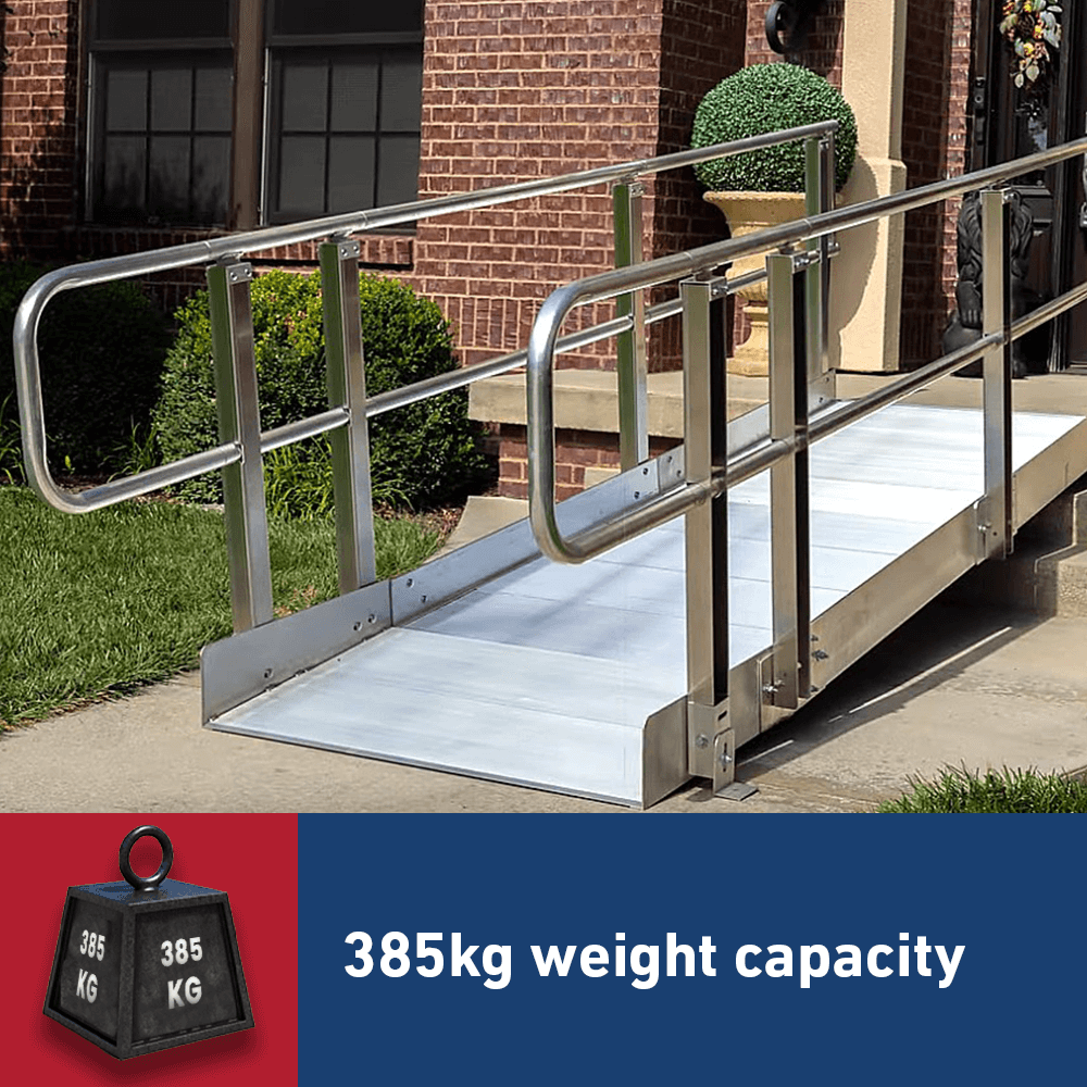 PVI Mobility Ramps PVI OnTrac Wheelchair Access Ramp with Handrails, 385kg Capacity