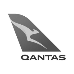 Qantas logo in black and white