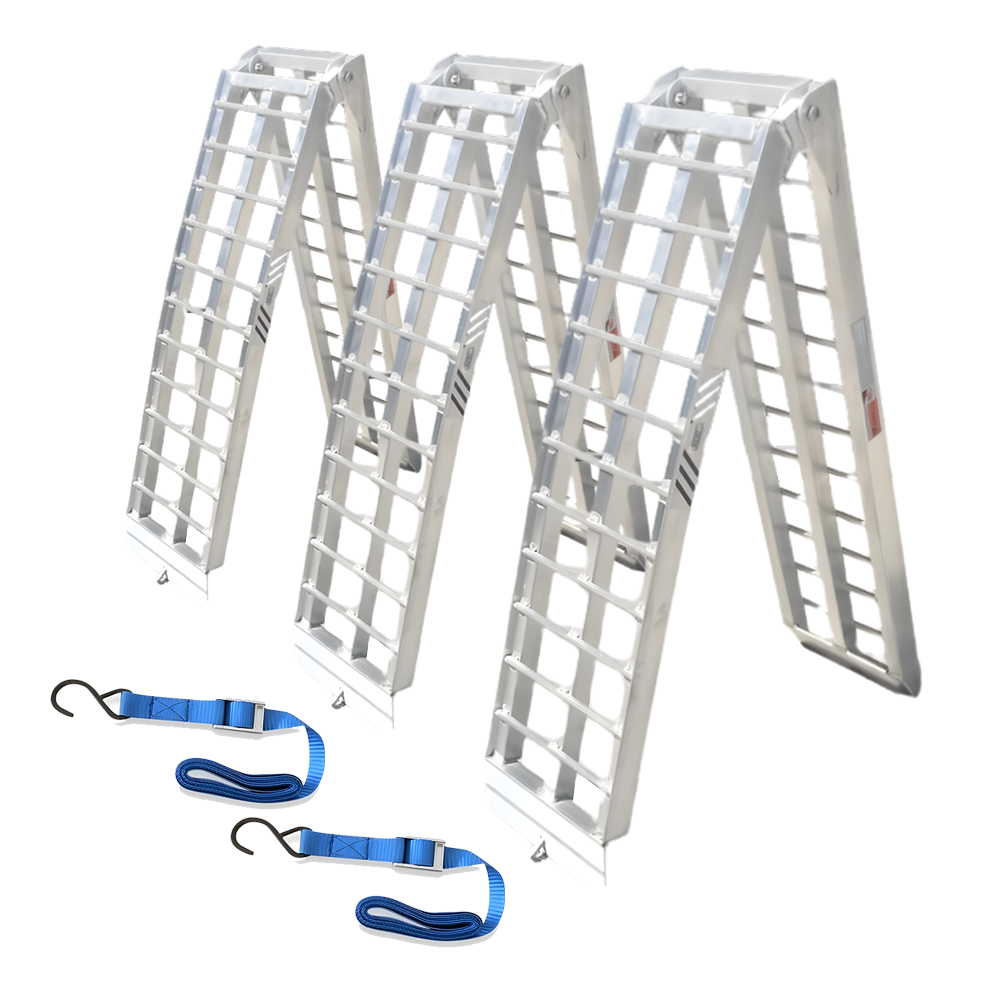 Heeve® 2.3m Aluminium Curved Folding Heavy-Duty 3-Pc Loading Ramp Bund ...