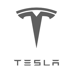 Tesla logo in black and white