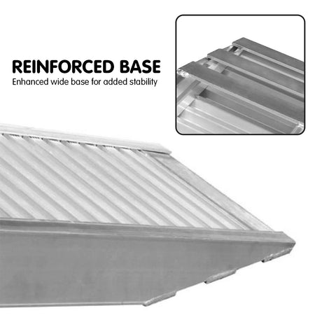 Kartrite 3.3-Tonne 2m Heavy Duty Aluminium Loading Ramps - Pair - reinforced base end close-up with inset