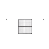 Technical drawing showing a double wire mesh gate with extended top rail.