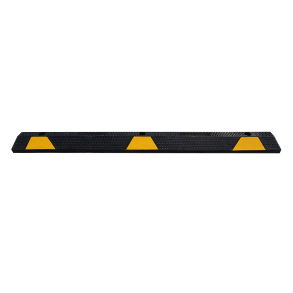 Base Guard® 1650mm Rubber Wheel Stop traffic barrier on a white background