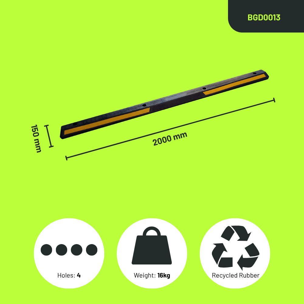 Product dimensions and features on a green background