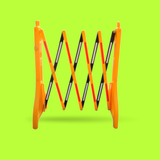 Set of Yellow and black road barriers on a green background