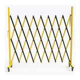 Yellow and black safety barrier on a white background