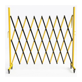 Yellow and black safety barrier on a white background