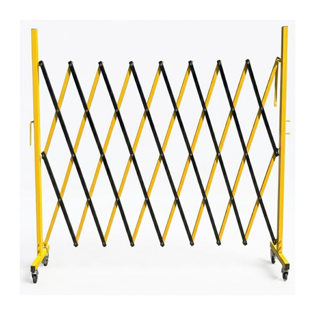 Yellow and black safety barrier on a white background