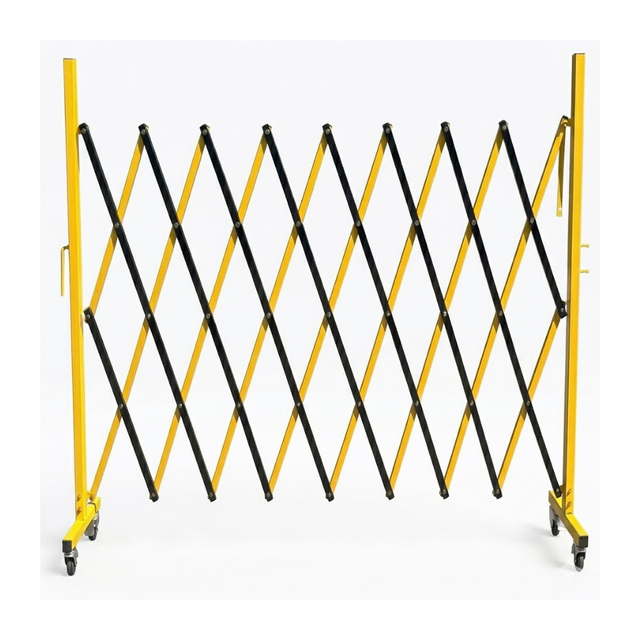 Yellow and black safety barrier on a white background