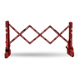 Red flexible barrier on a white background