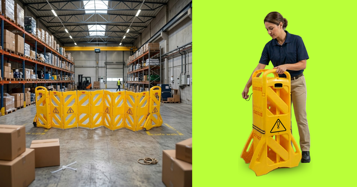 Base Guard 3.8m Expandable Plastic Safety Barrier - Yellow