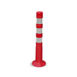 Red and silver bollard on a white background