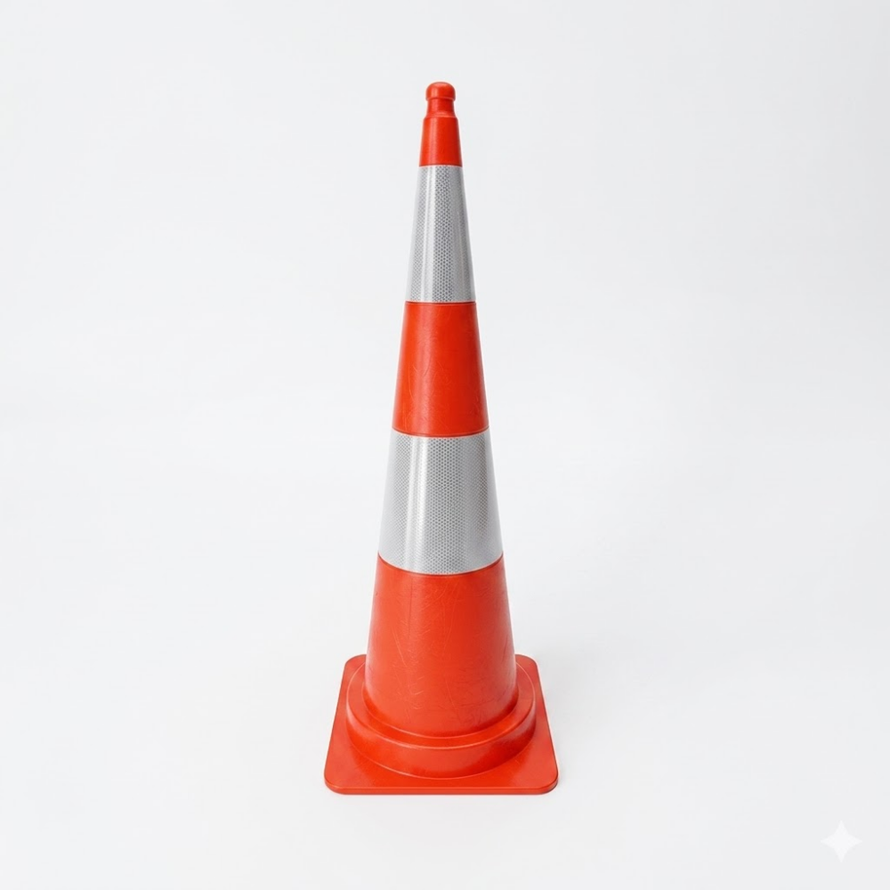Base Guard Dual Reflective Traffic Cone on white background