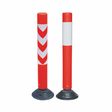 Two traffic safety barriers with red and white colors on a white background