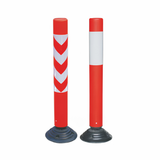 Two traffic safety barriers with red and white colors on a white background
