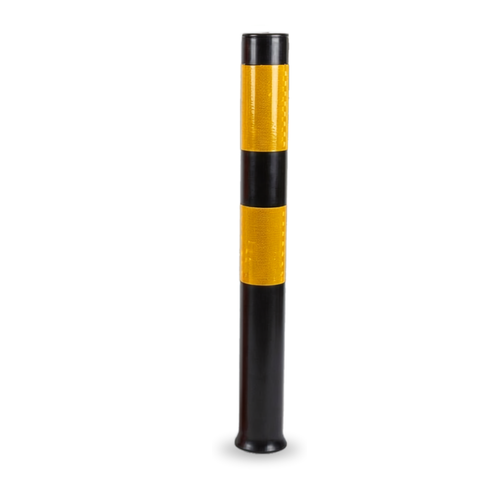 Black Base Guard Reflective Parking Bollard on white background