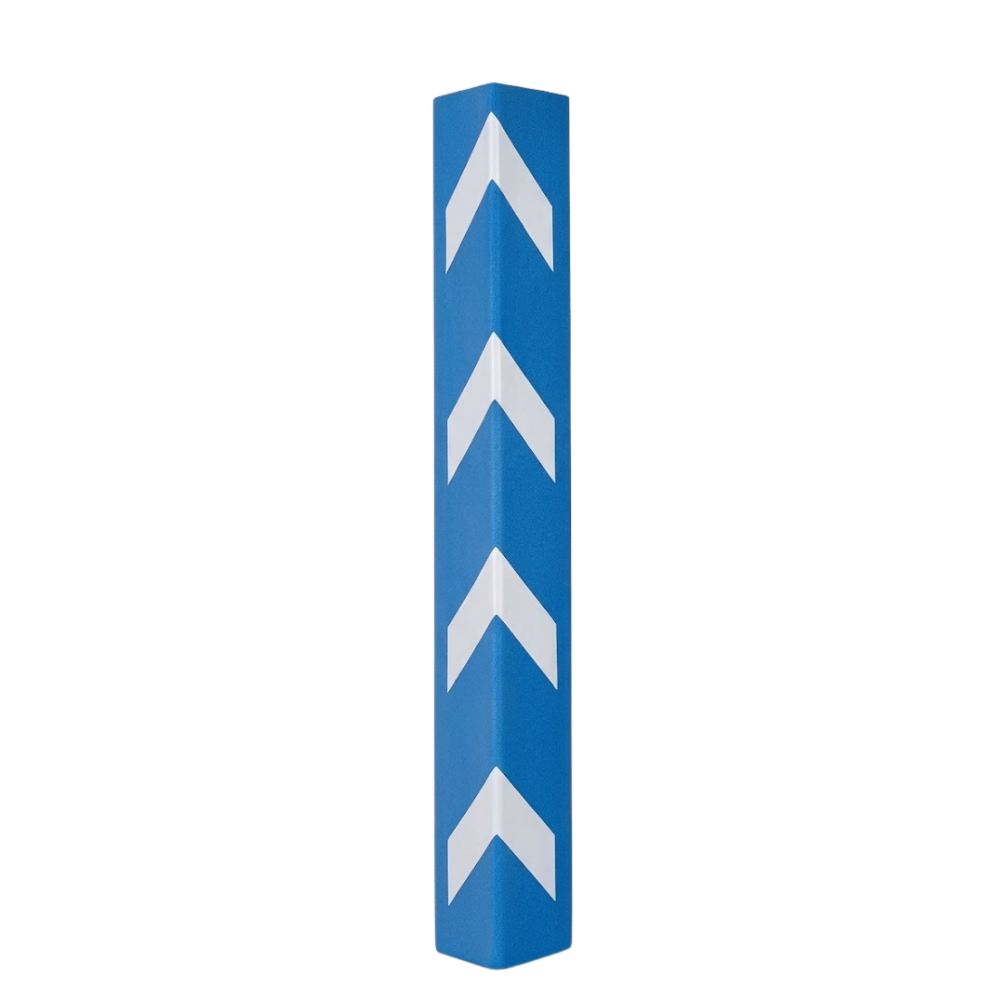 Blue Base Guard Reflective Plastic Corner Guard on White Background
