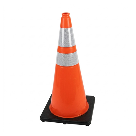 Base Guard Reflective Traffic Cone with High Strength Film on white background