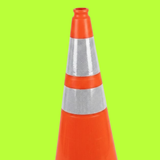 Base Guard Reflective Traffic Cone with High Strength Film close up on the top part