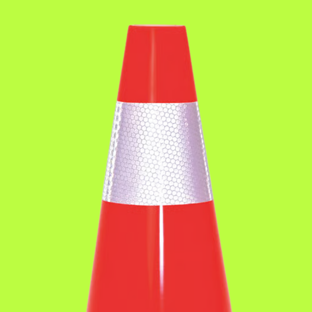 Top view of Base Guard Reflective Traffic Cone with Rubber Base