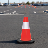 Base Guard Reflective Traffic Cone with Rubber Base position in the parking lot