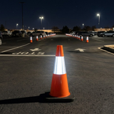 Base Guard Reflective Traffic Cone with Rubber Base showing the reflectorised section