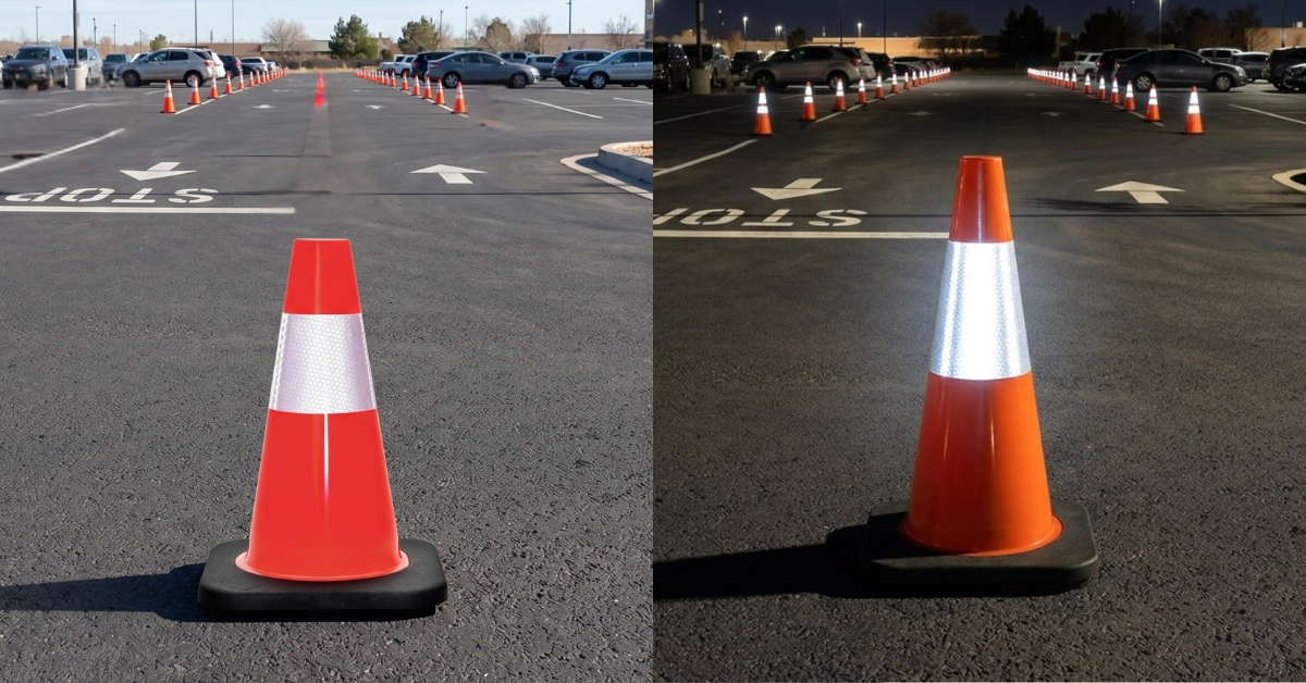 Base Guard Reflective Traffic Cone with Rubber Base