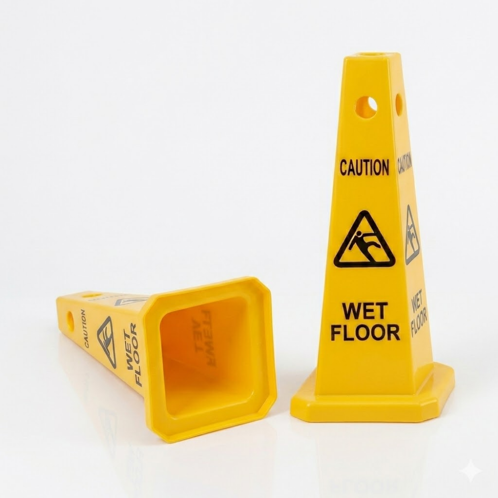 Two Base Guard Wet Floor Caution Cone on the white background