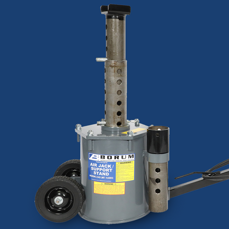 Borum Air Jack/Support Stand 10T Capacity - air jack with extension raised on blue background