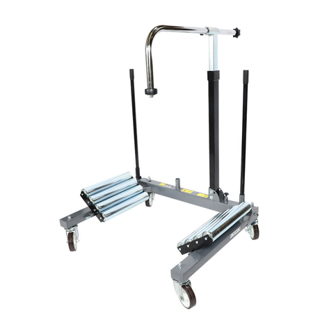 Front view of Borum Industrial Hydraulic Steel Wheel Dolly - 1200kg Capacity