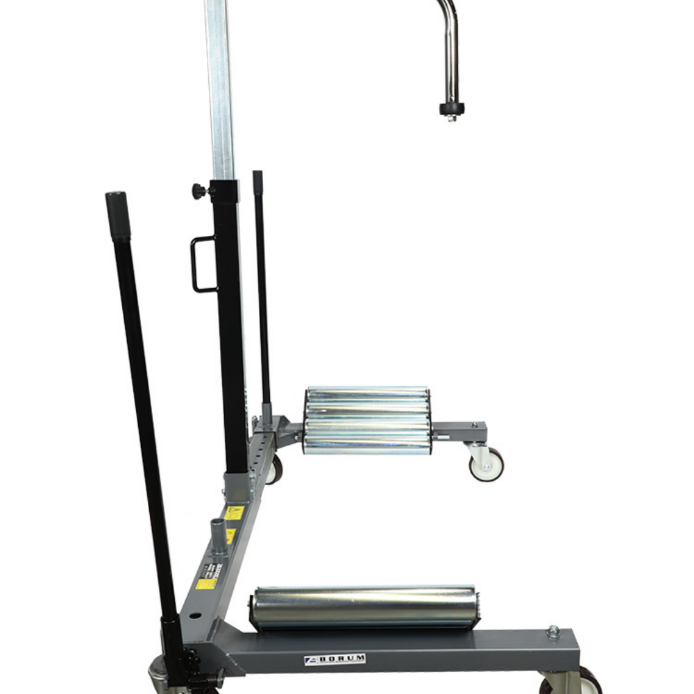 Side view of Borum Industrial Hydraulic Steel Wheel Dolly - 1200kg Capacity