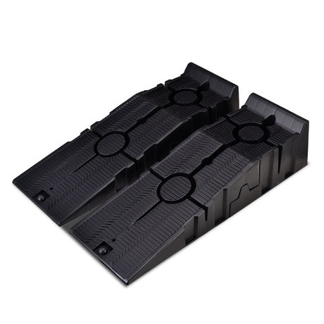 Set of black plastic ramps on a white background