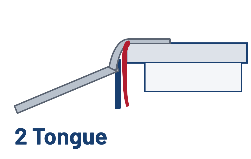 Tongue (supplied): hangs down between your tray and the dropped tailgate, so the ramp can't pop out.