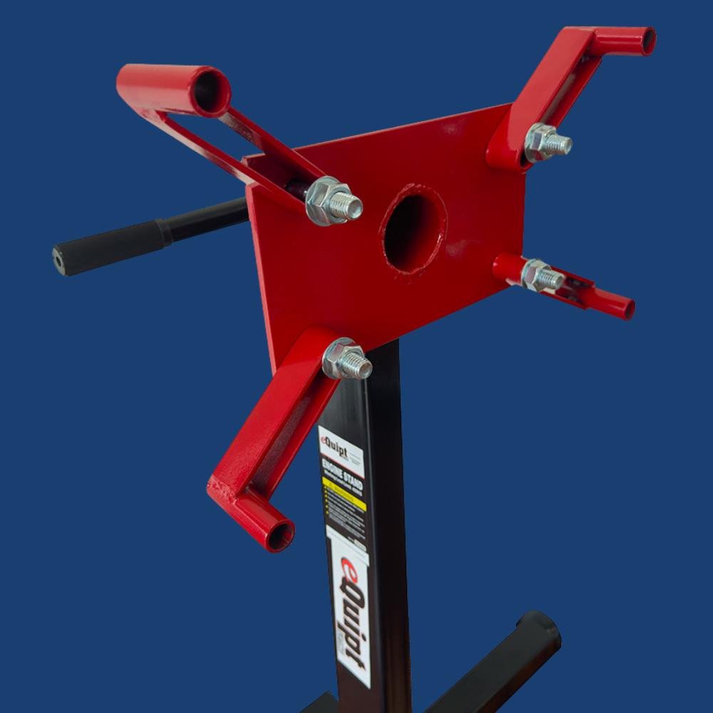Close up shot of eQuipt 450kg Engine Stand With Rotating Head