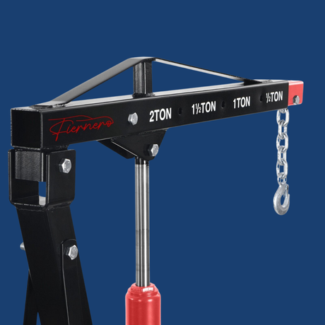 Furnace crane with chain on a blue background