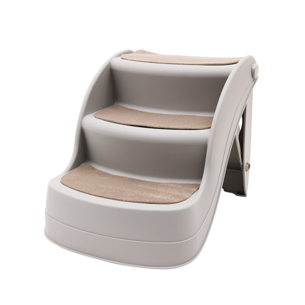 Pet step with beige pads on a white background