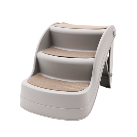 Pet step with beige pads on a white background