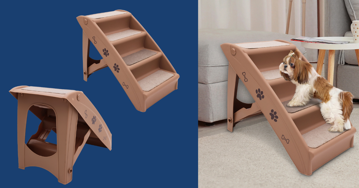 Furtastic 50cm Anti-Slip Foldable Pet Steps & Stairs - Brown