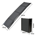 Black pet ramp with measurements on a white background