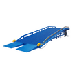 Heeve Forklift Dock Ramp/Yard Ramp with Grated Surface - Manual Model - blue ramp with yellow lugs, white background