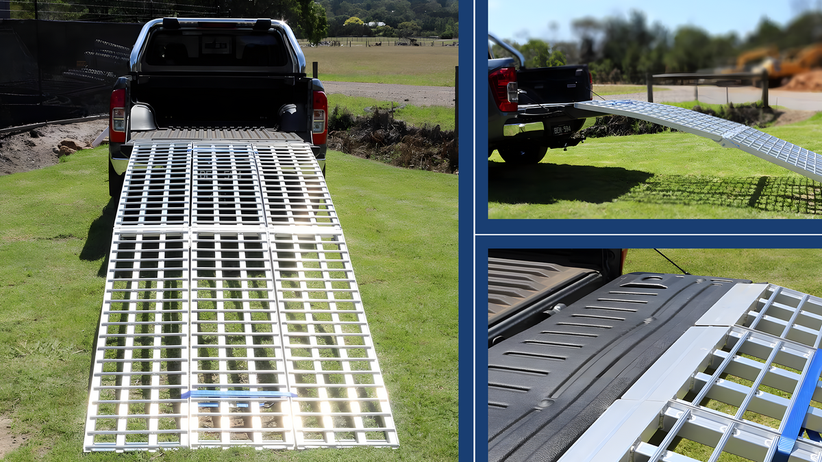 Heeve 3m Aluminium Curved Folding Heavy-Duty 3-Pc Loading Ramp Bundle
