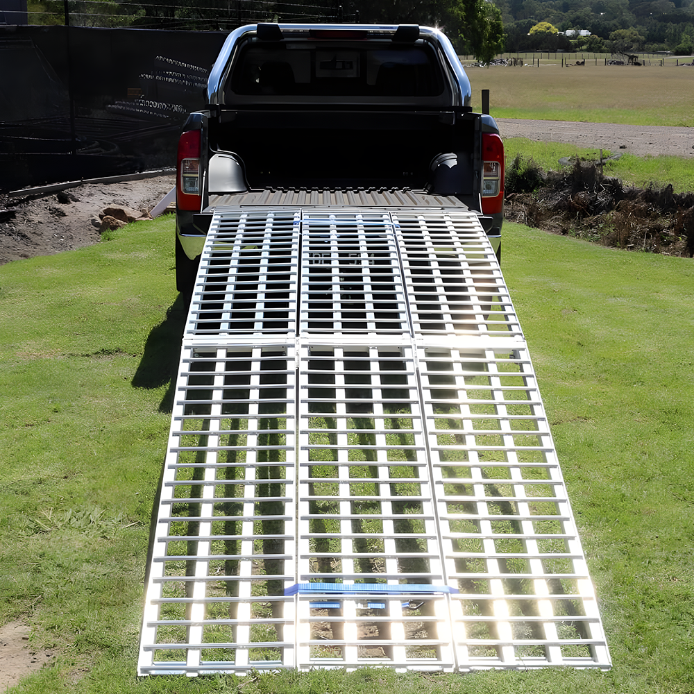 Heeve® 3m Aluminium Curved Folding Heavy-Duty 3-Pc Loading Ramp Bundle ...