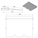 Technical drawing of a ramp with dimensions