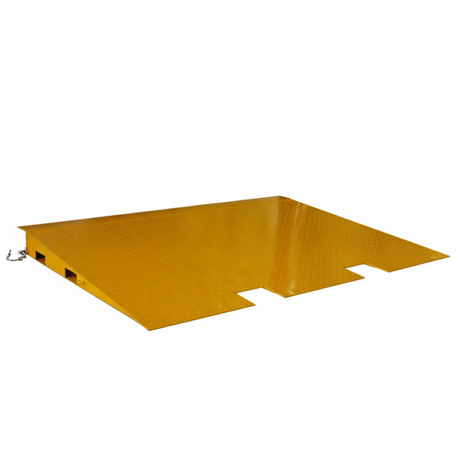 Yellow metal ramp on a white background