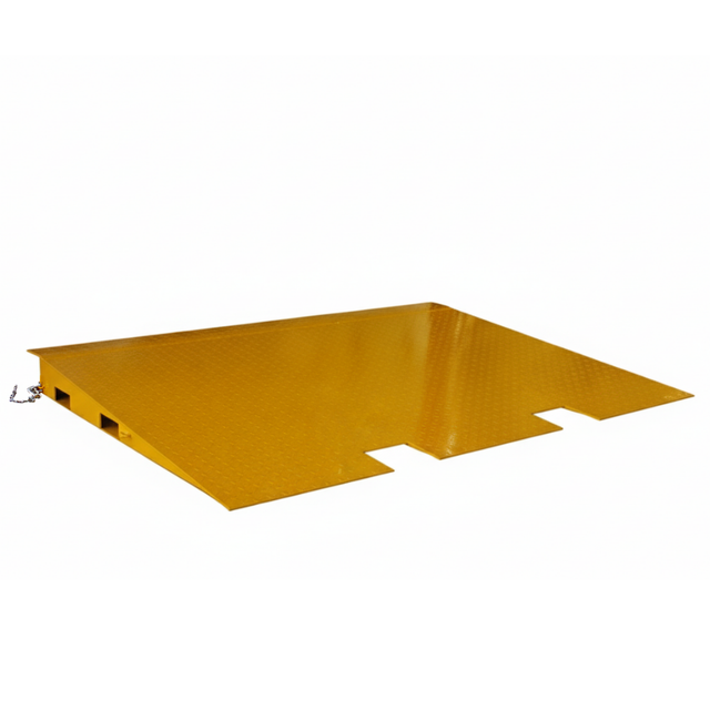 Yellow metal ramp on a white background