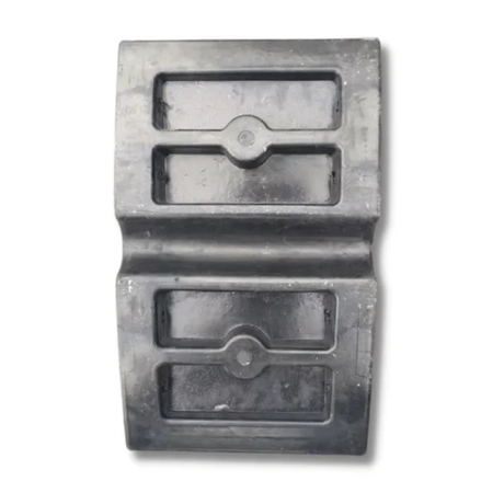 Close-up of a modular black ramp rear view on white background