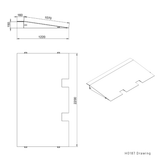 Technical drawing of a rectangular ramp with dimensions