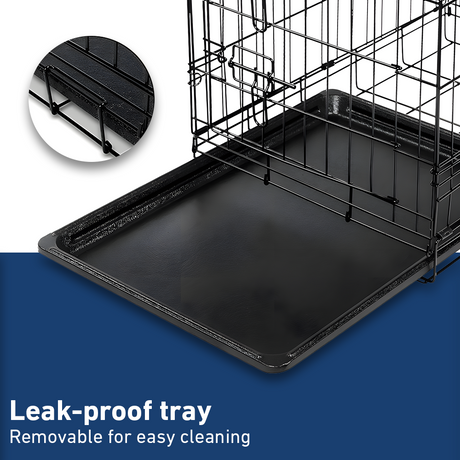 i.Pet 24inch Pet Cage - Black - leak-proof removable tray close-up with text