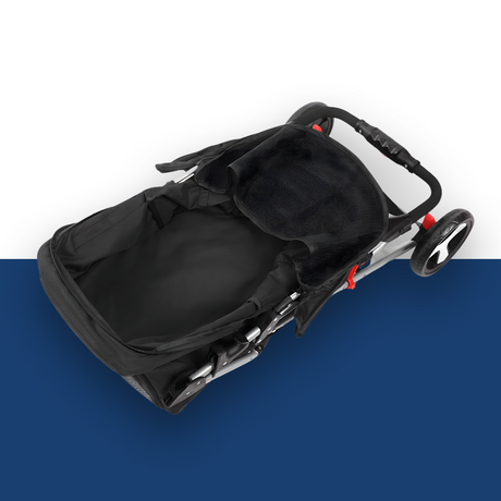 i.Pet 3-Wheel Foldable Pet Stroller - Black - folded stroller shown from above